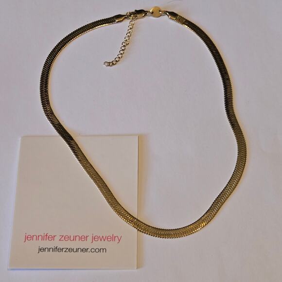 Jennifer Zeuner 14K Gold Vermeil Hamilton Necklace Solid Chain Minimalist - Picture 3 of 6